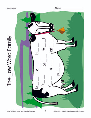 The _ow Word Family Worksheets Grades 1-3
