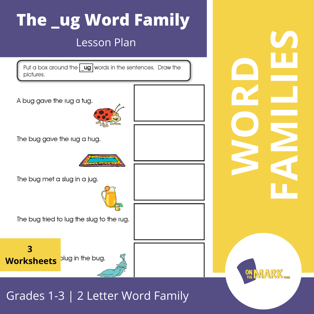 The _ug Word Family Worksheets Grades 1-3