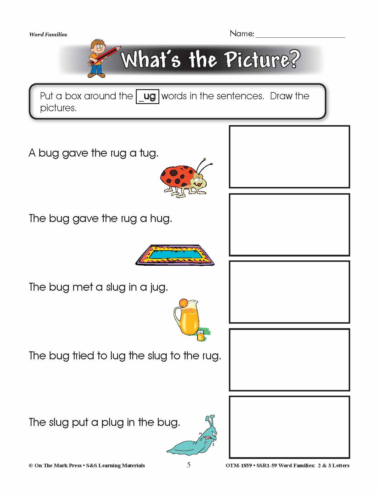 The _ug Word Family Worksheets Grades 1-3