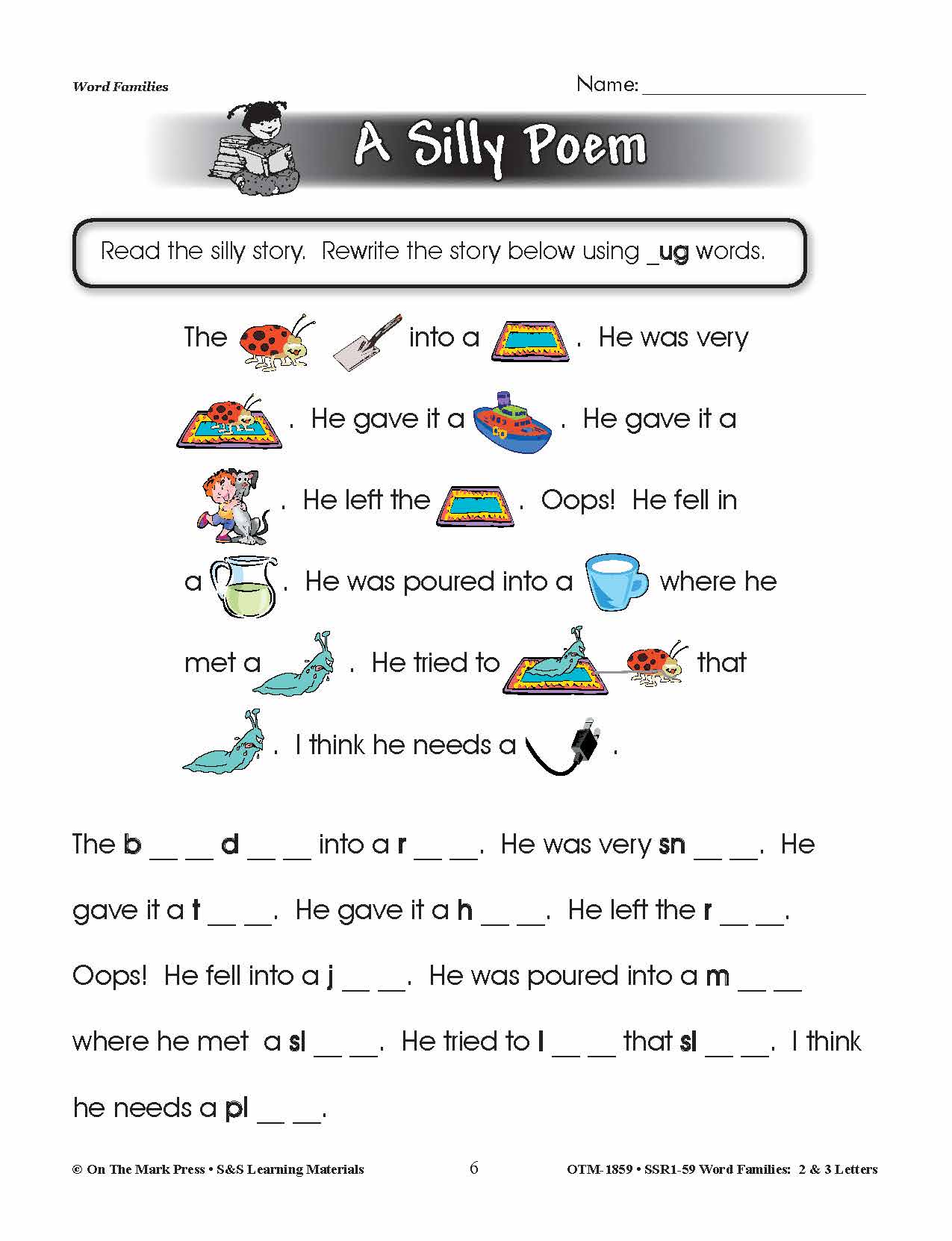 The _ug Word Family Worksheets Grades 1-3