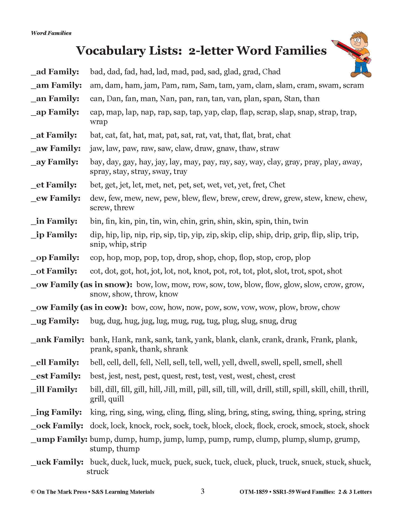 2 Letter Word Families Bundle! Grades 1-3