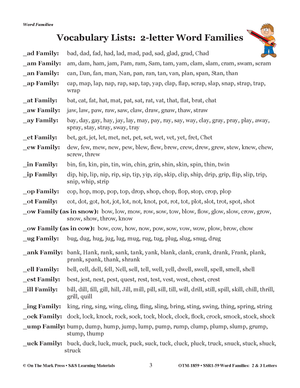 2 Letter Word Families Bundle! Grades 1-3