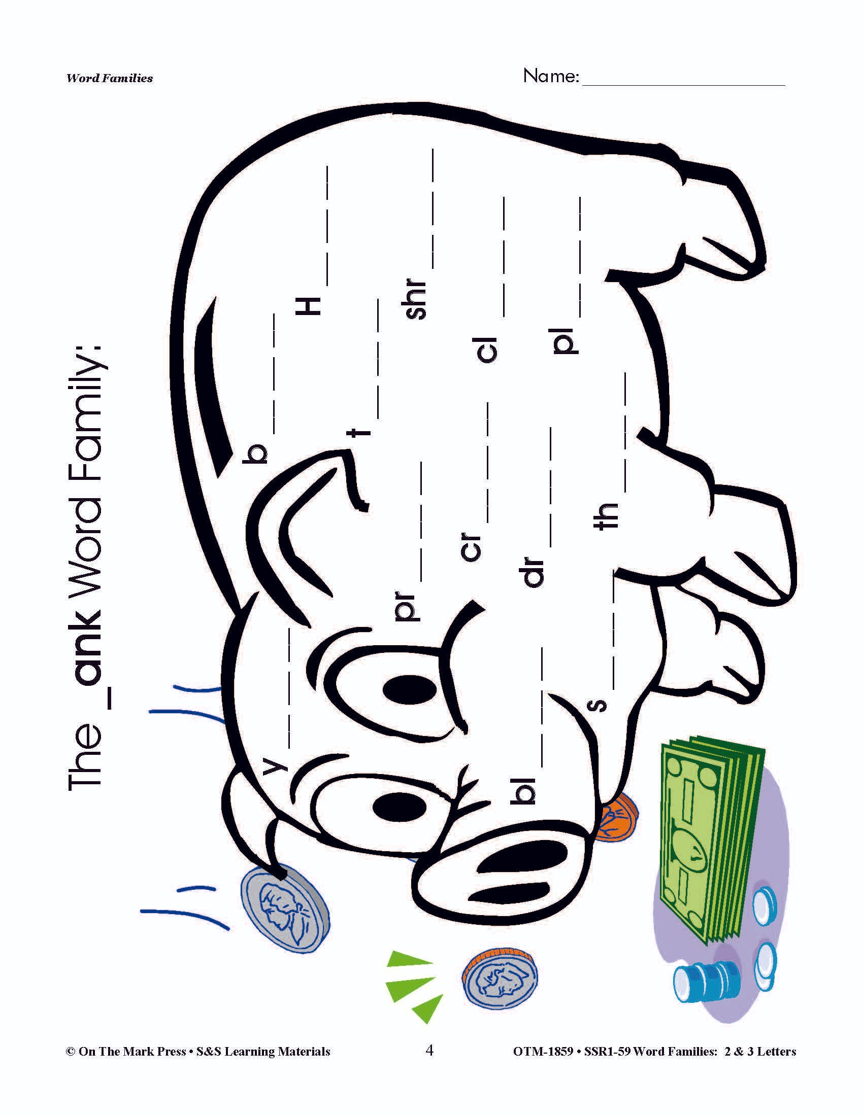 The _ank Word Family Worksheets Grades 1-3