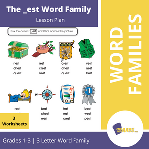 The _est Word Family Worksheets Grades 1-3