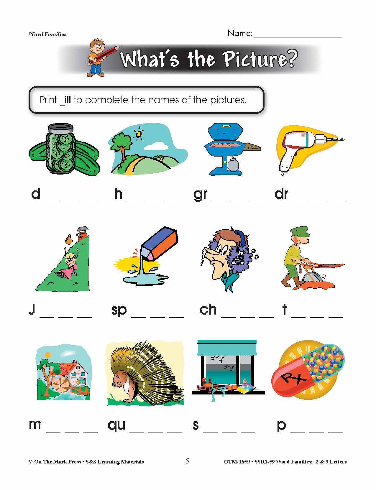 The _ill Word Family Worksheets Grades 1-3
