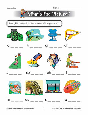 The _ill Word Family Worksheets Grades 1-3