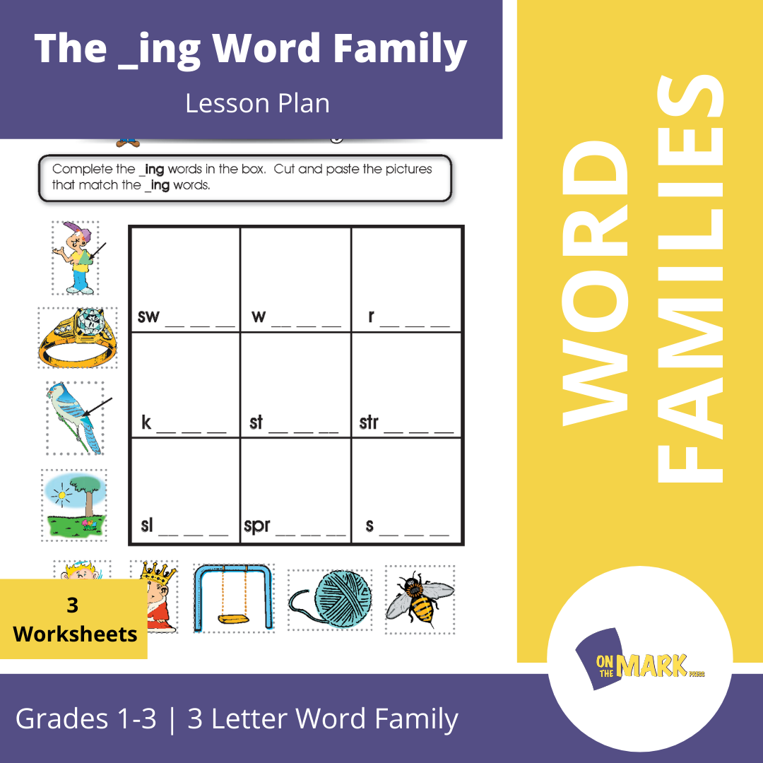 The _ing Word Family Worksheets Grades 1-3