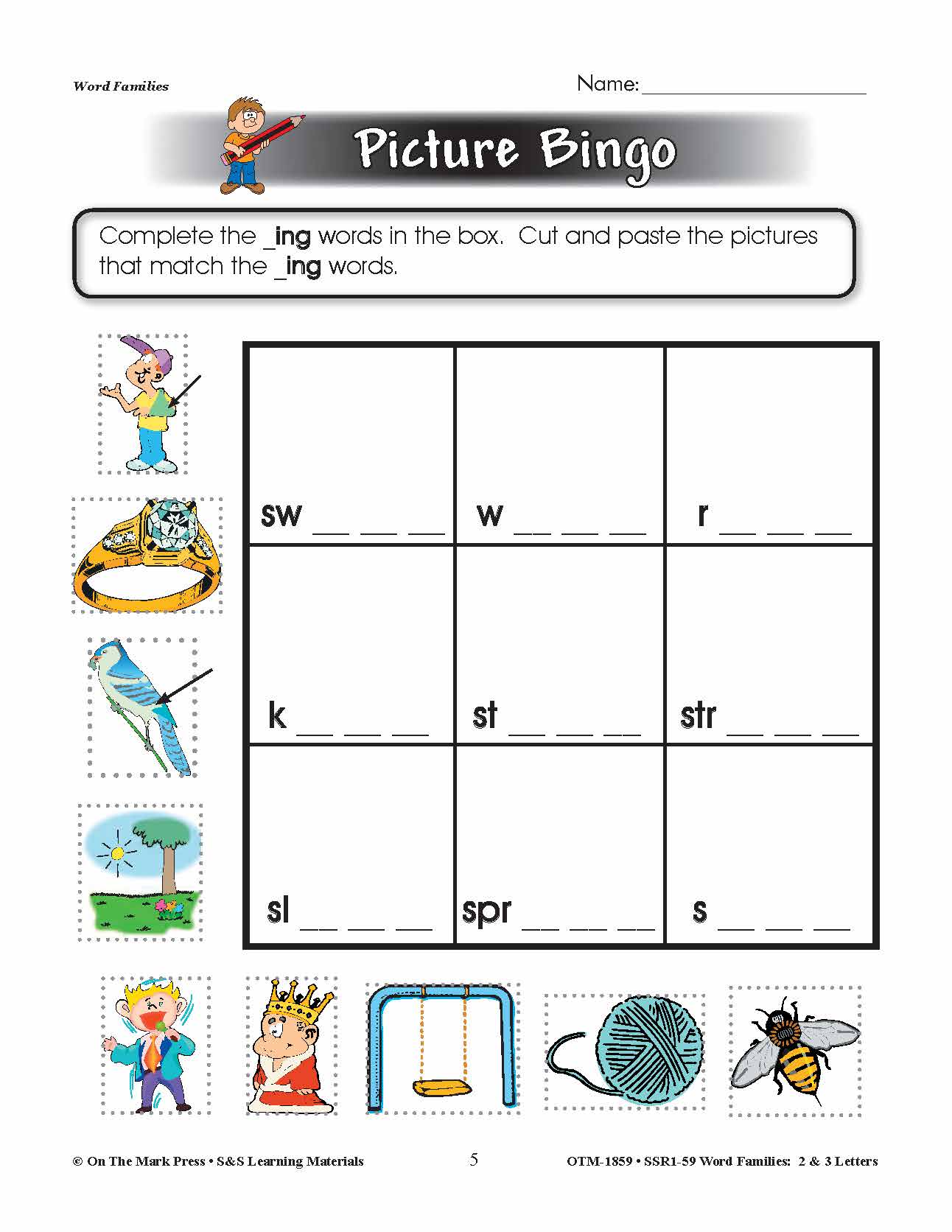 The _ing Word Family Worksheets Grades 1-3