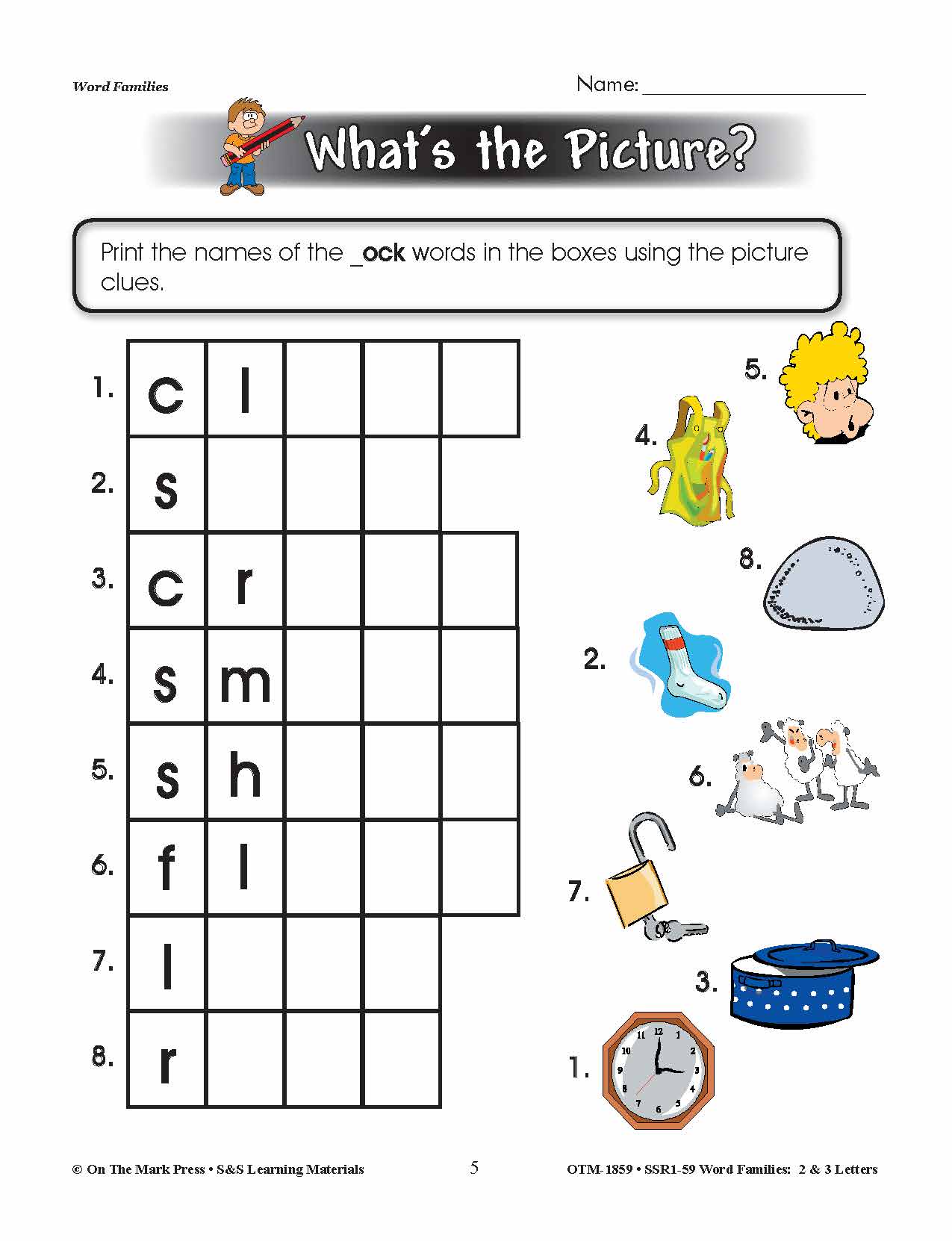 The _ock Word Family Worksheets Grades 1-3