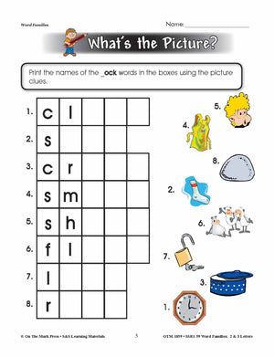 The _ock Word Family Worksheets Grades 1-3