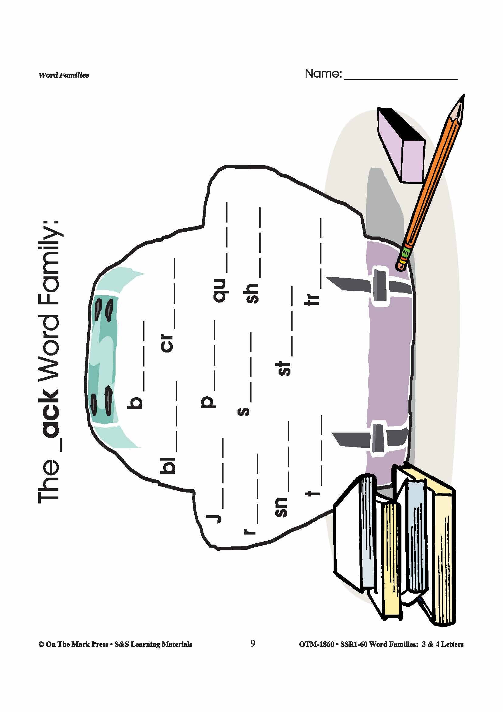 The _ack Word Worksheets Family Grades 1-3