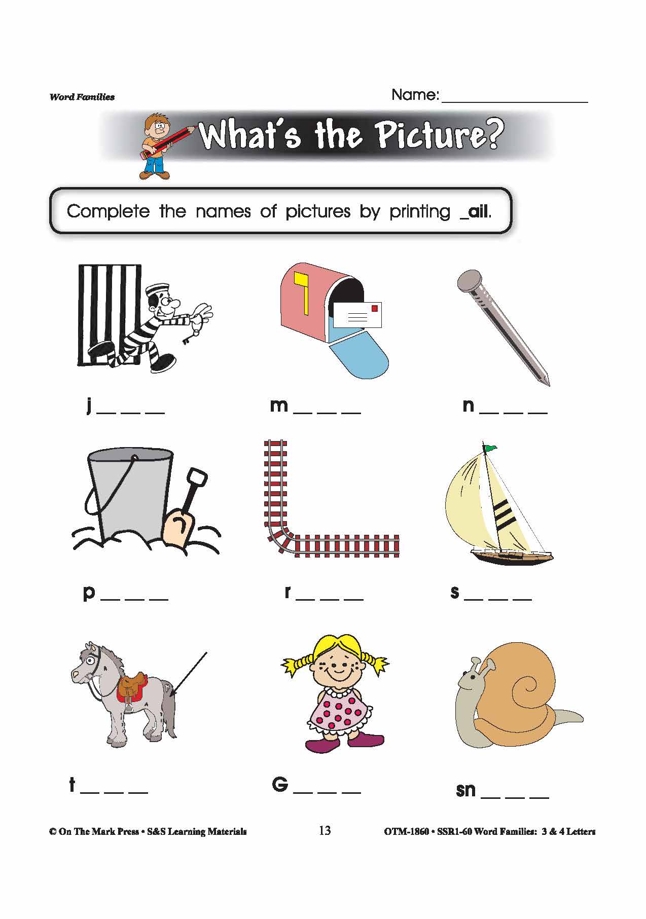 The _ail Word Family Worksheets Grades 1-3