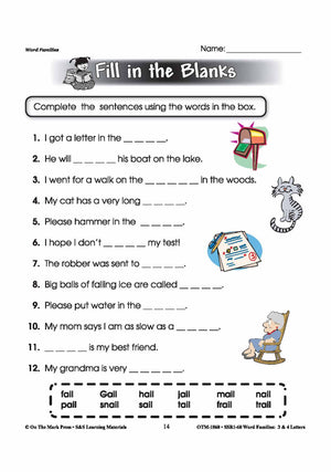 The _ail Word Family Worksheets Grades 1-3