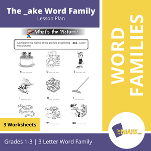 The _ake Word Family Worksheets Grades 1-3
