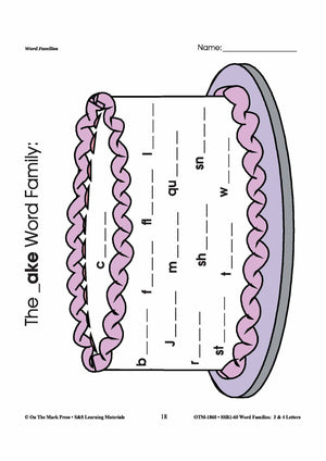 The _ake Word Family Worksheets Grades 1-3