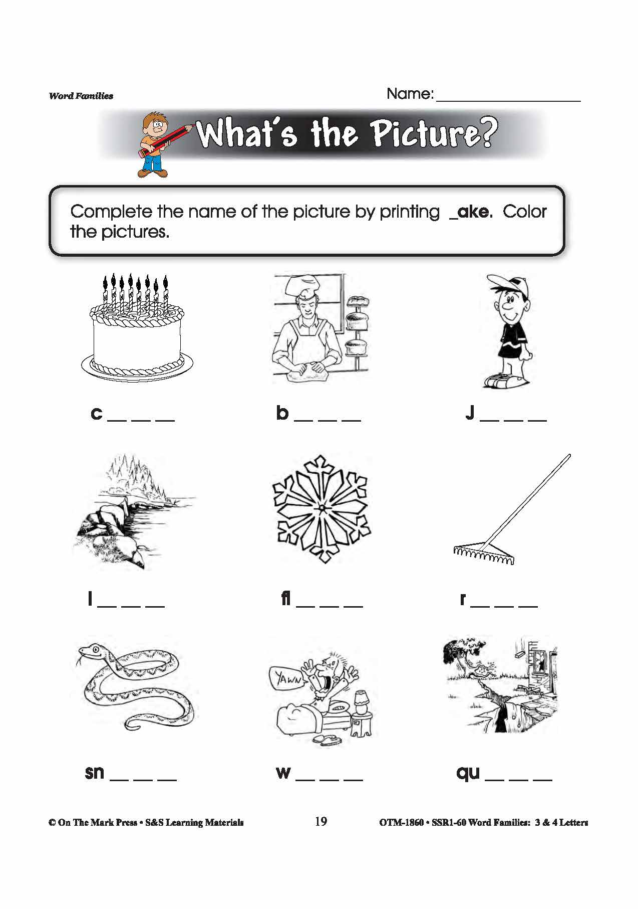 The _ake Word Family Worksheets Grades 1-3