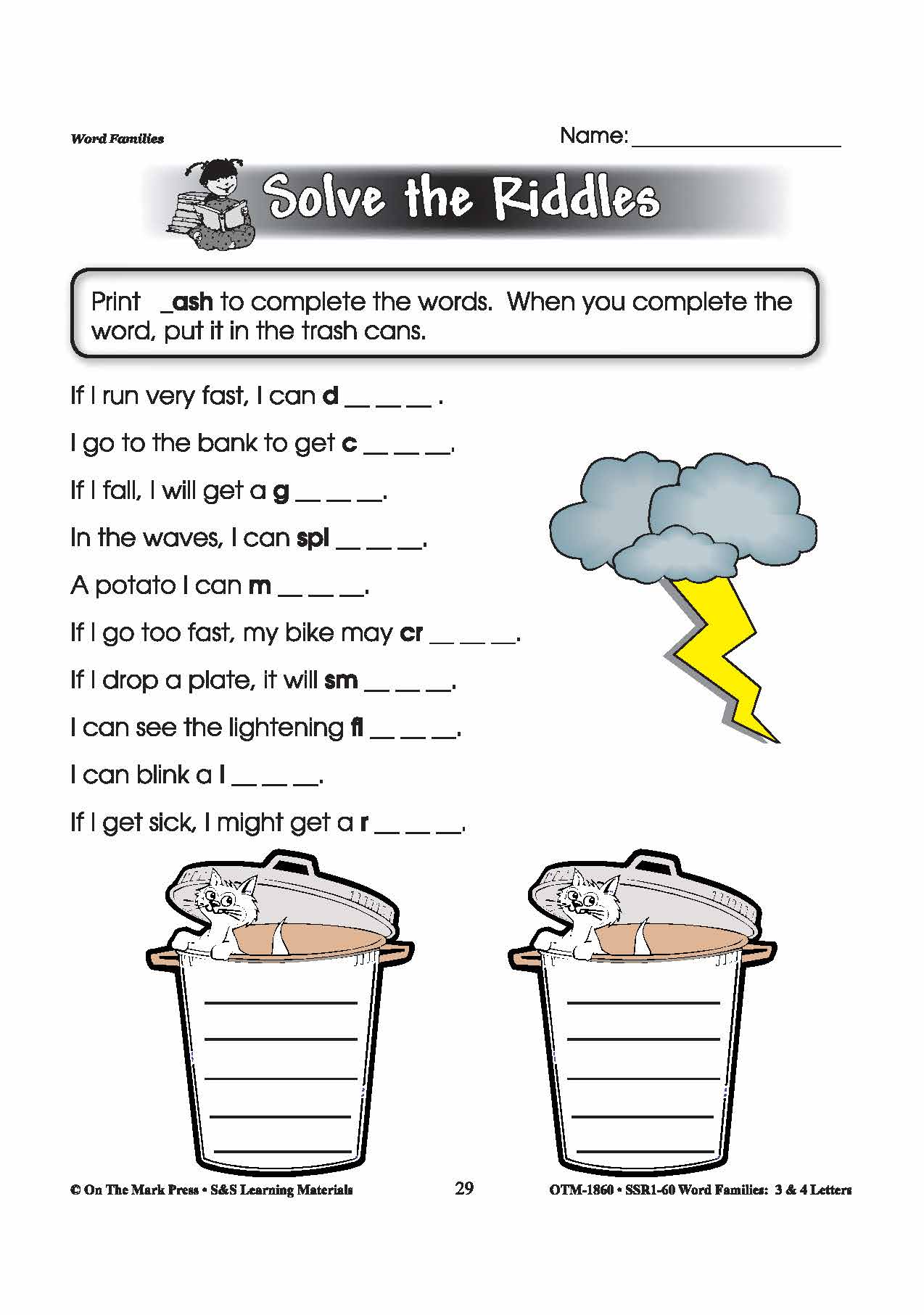 The _ash Word Family Worksheets Grades 1-3