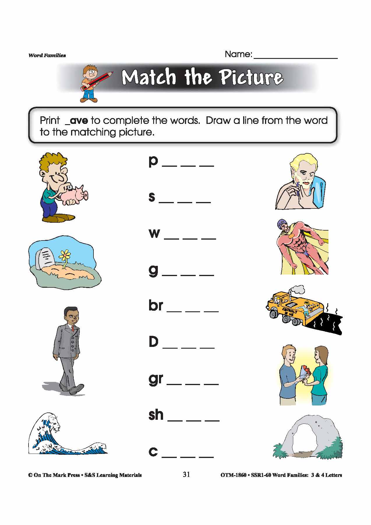 The _ave Word Family Worksheets Grades 1-3