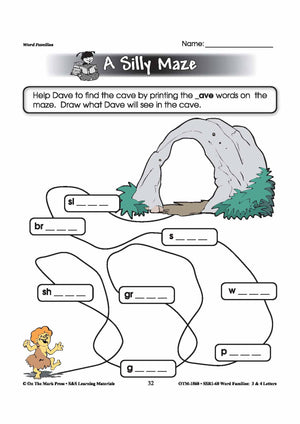 The _ave Word Family Worksheets Grades 1-3