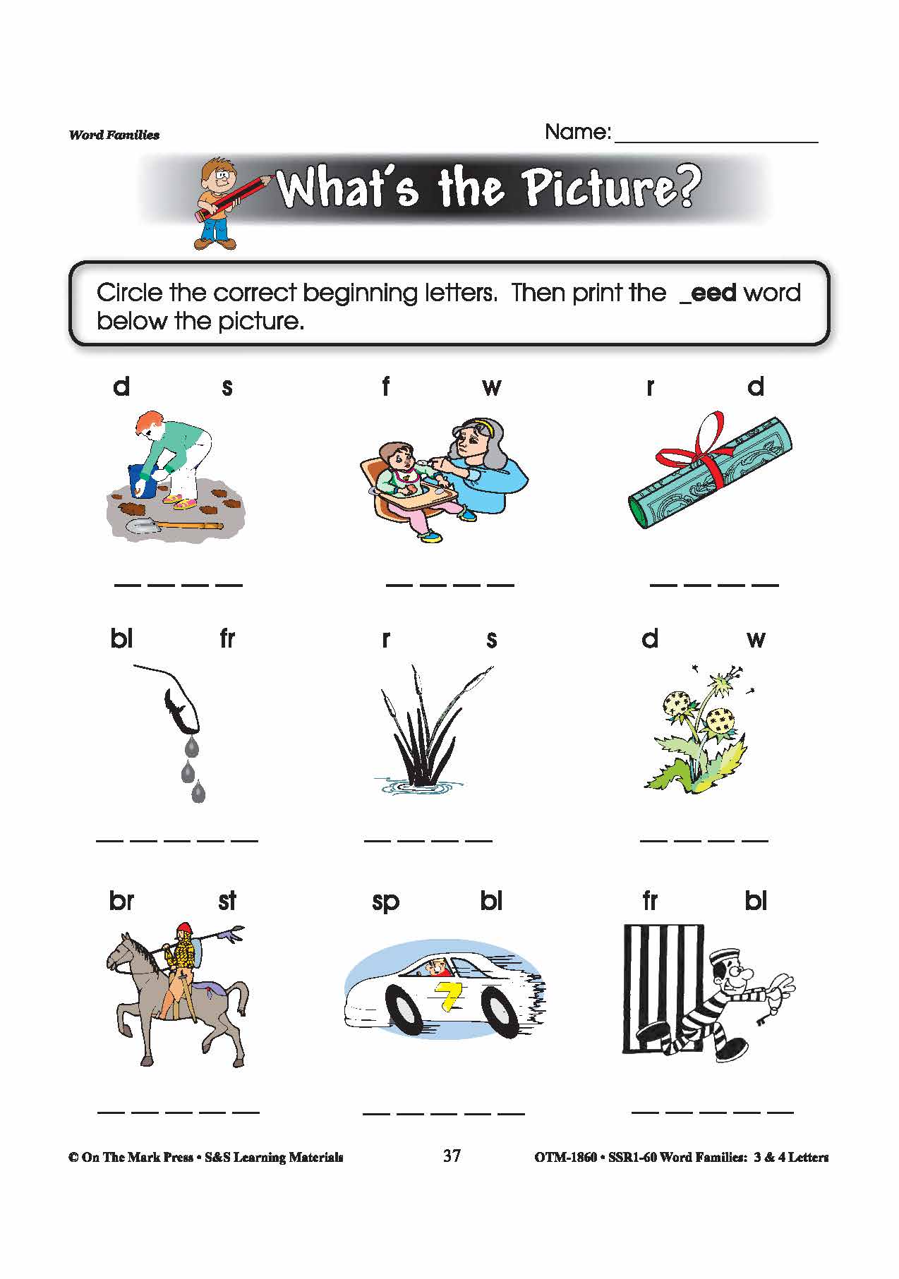 The _eed Word Family Worksheets Grades 1-3