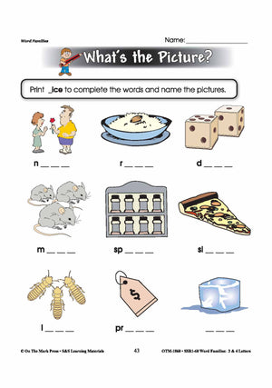 The _ice Word Family Worksheets Grades 1-3