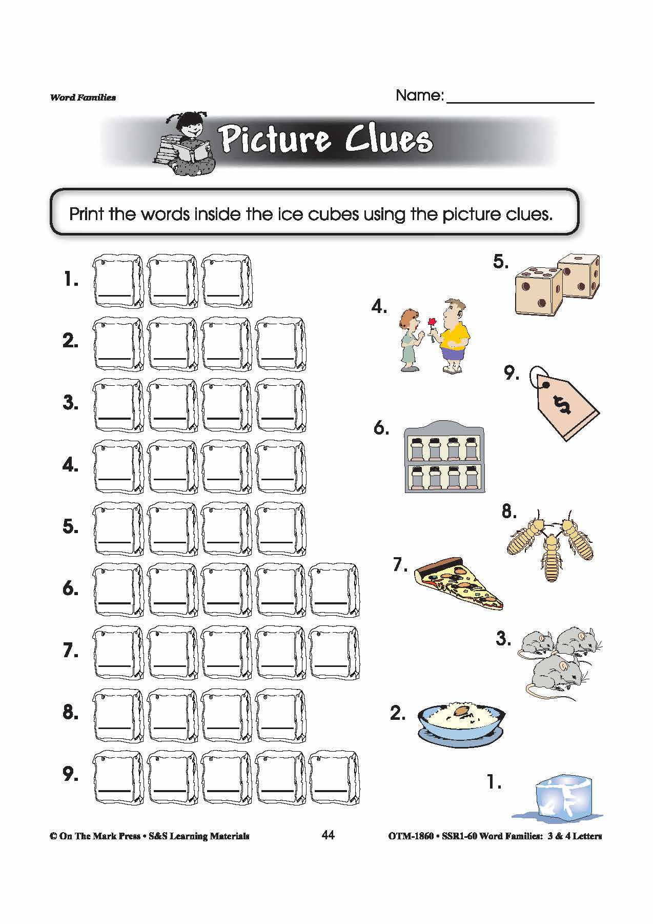 The _ice Word Family Worksheets Grades 1-3