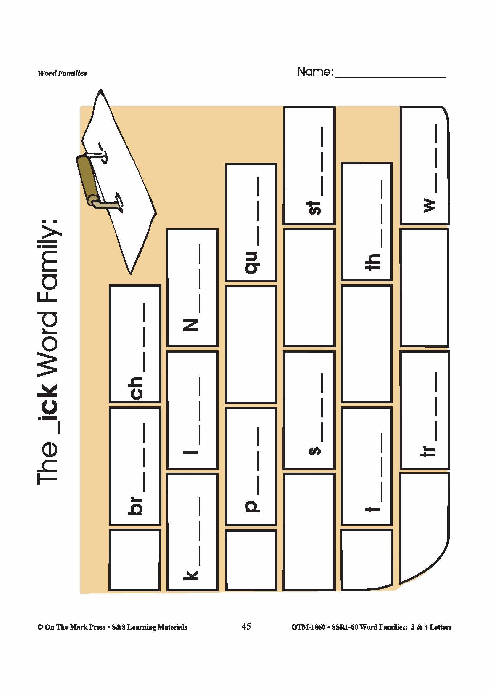 The _ick Word Family Worksheets Grades 1-3