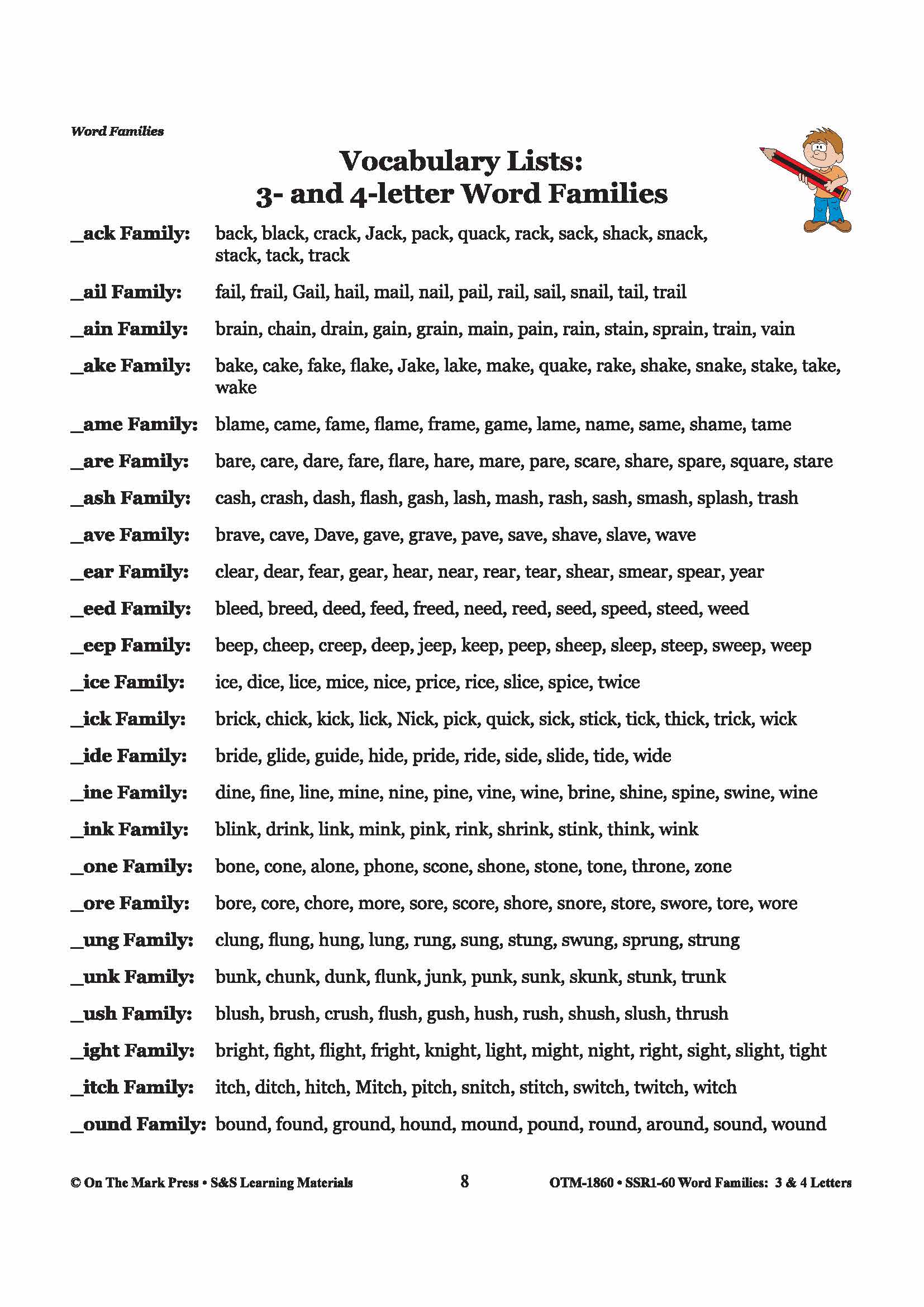 The _ide Word Family Worksheets Grades 1-3