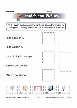The _ink Word Family Worksheets Grades 1-3