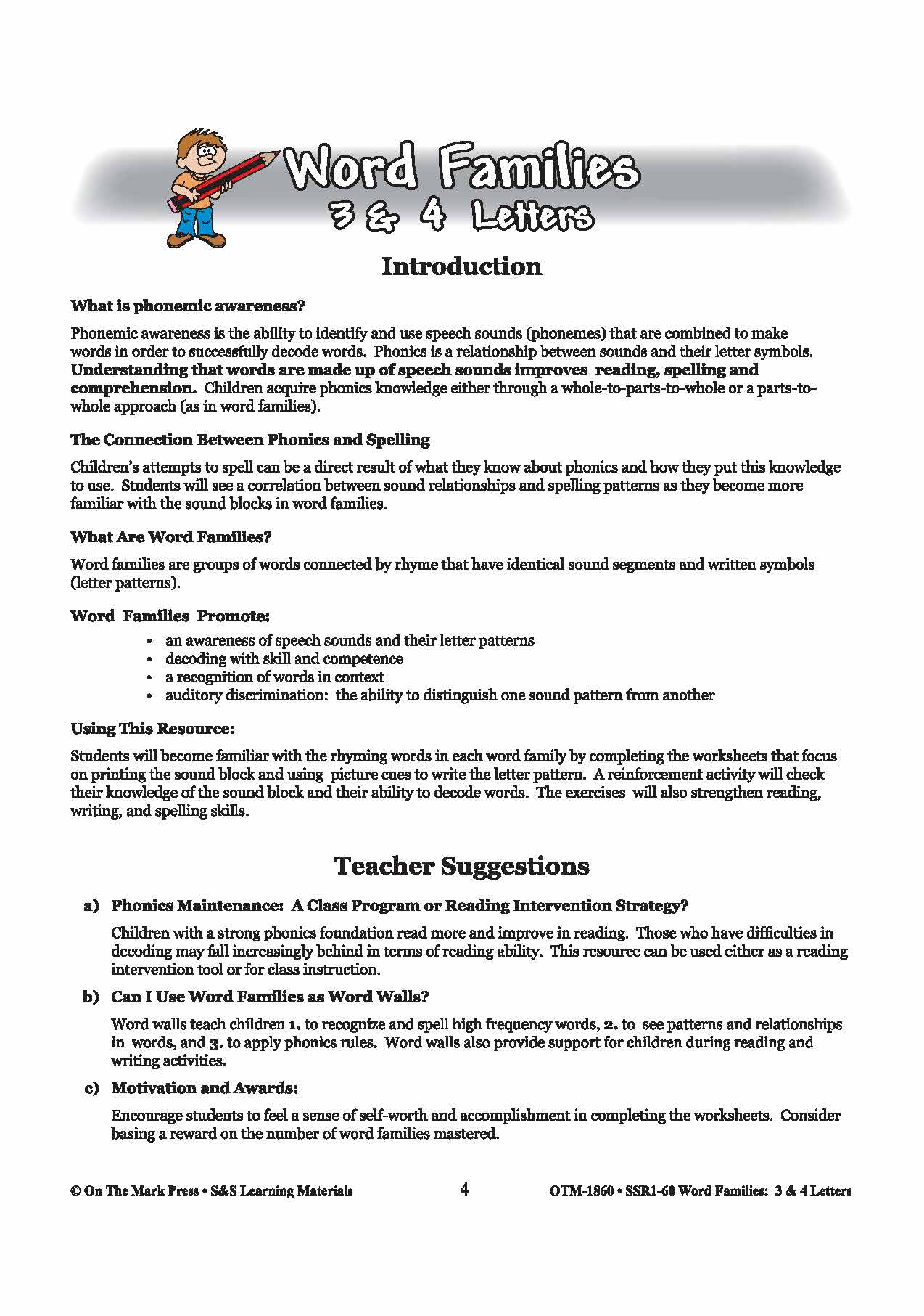 The _one Word Family Worksheets Grades 1-3