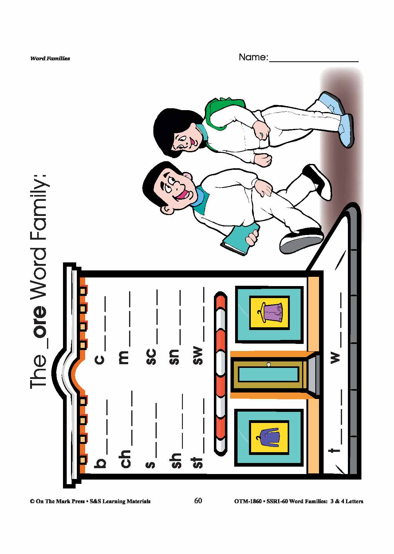 The _ore Word Family Worksheets Grades 1-3