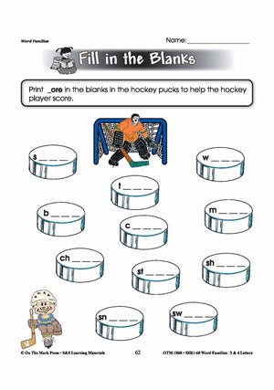 The _ore Word Family Worksheets Grades 1-3
