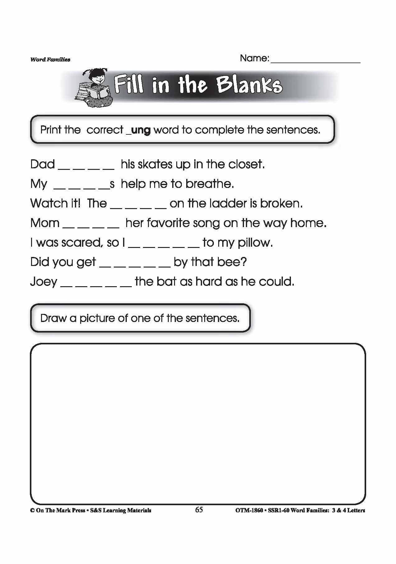 The _ung Word Family Worksheets Grades 1-3