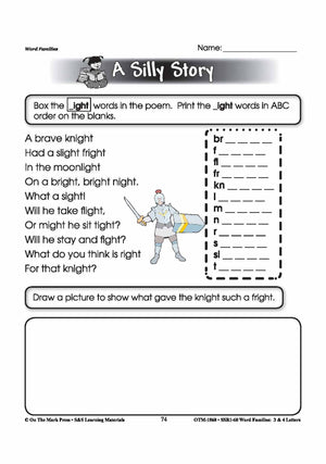 The _ight Word Family Worksheets Grades 1-3