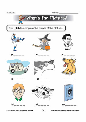 The _itch Word Family Worksheets Grades 1-3