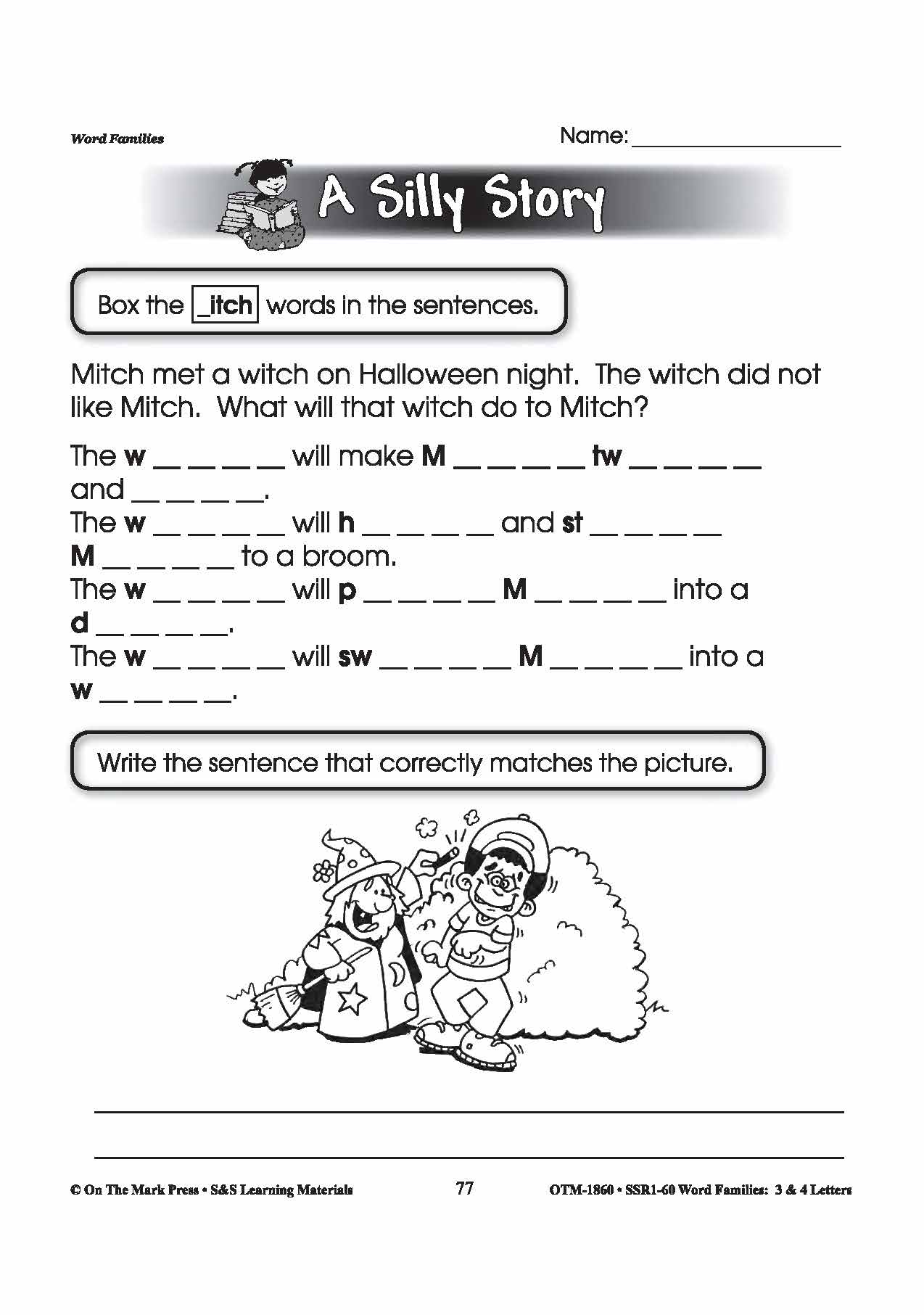 The _itch Word Family Worksheets Grades 1-3