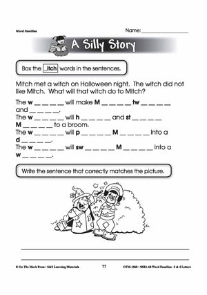 The _itch Word Family Worksheets Grades 1-3