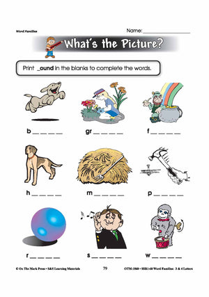 The _ound Word Family Worksheets Grades 1-3