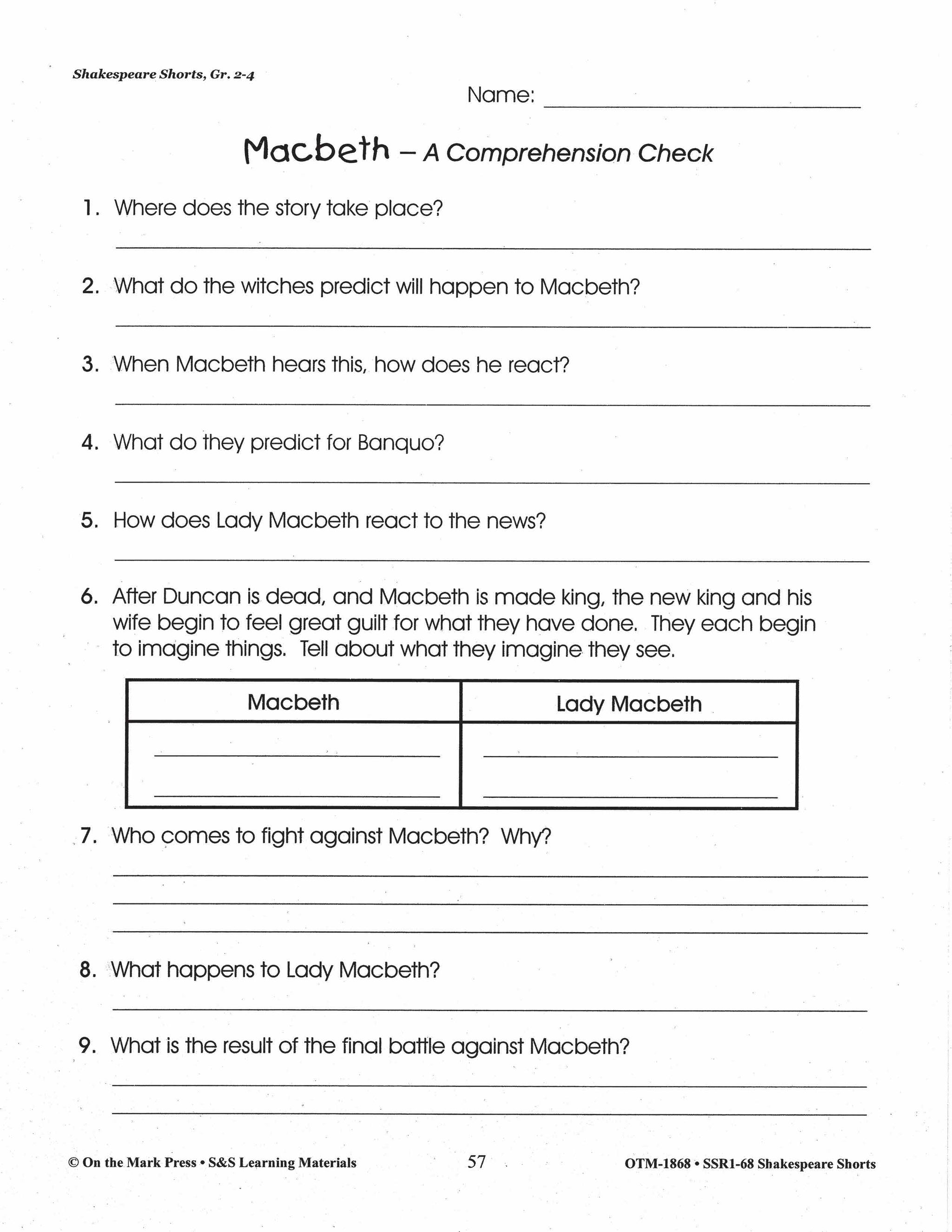 Macbeth Readers' Theater Script Grades 2-4