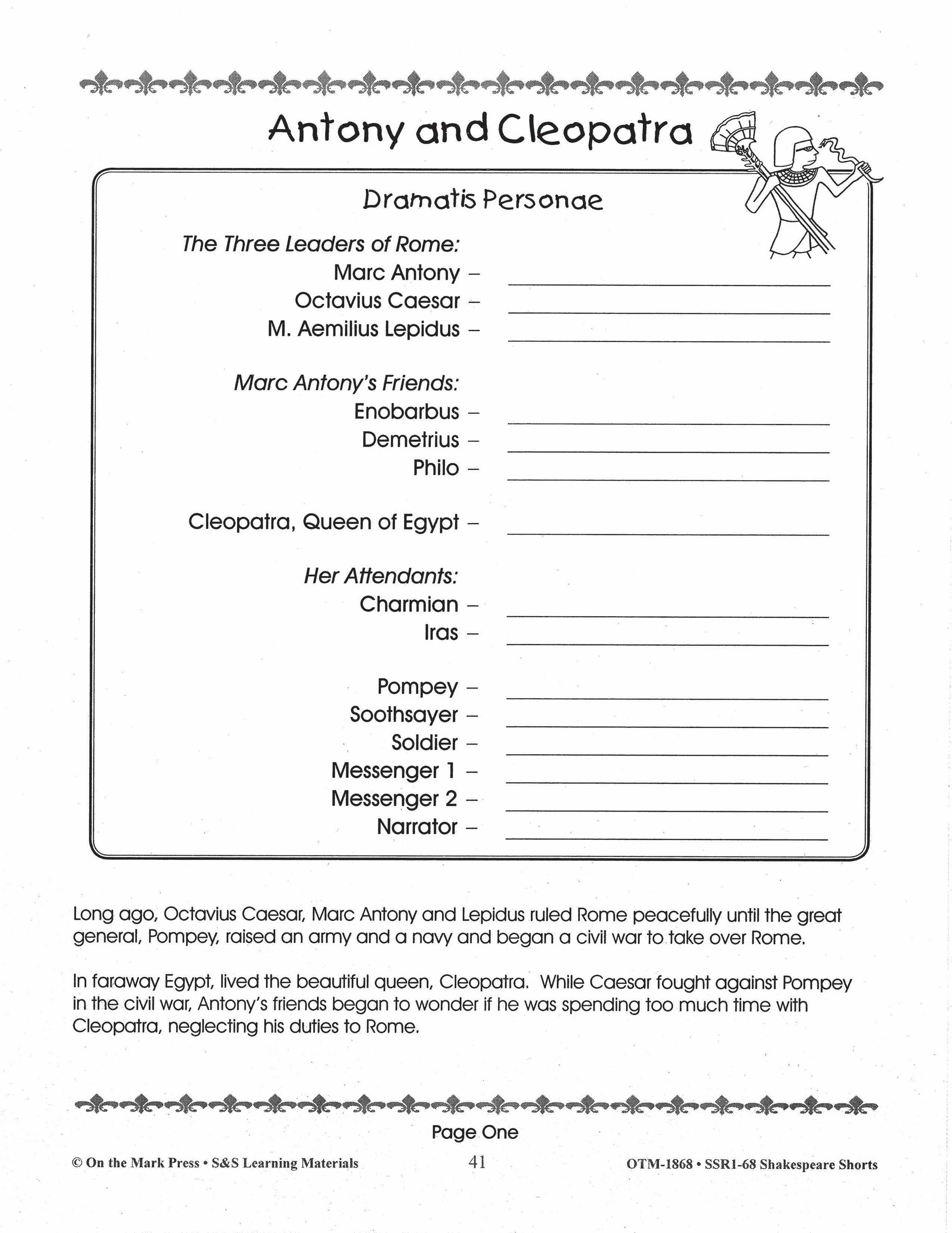 Antony and Cleopatra Readers' Theater Gr. 2-4