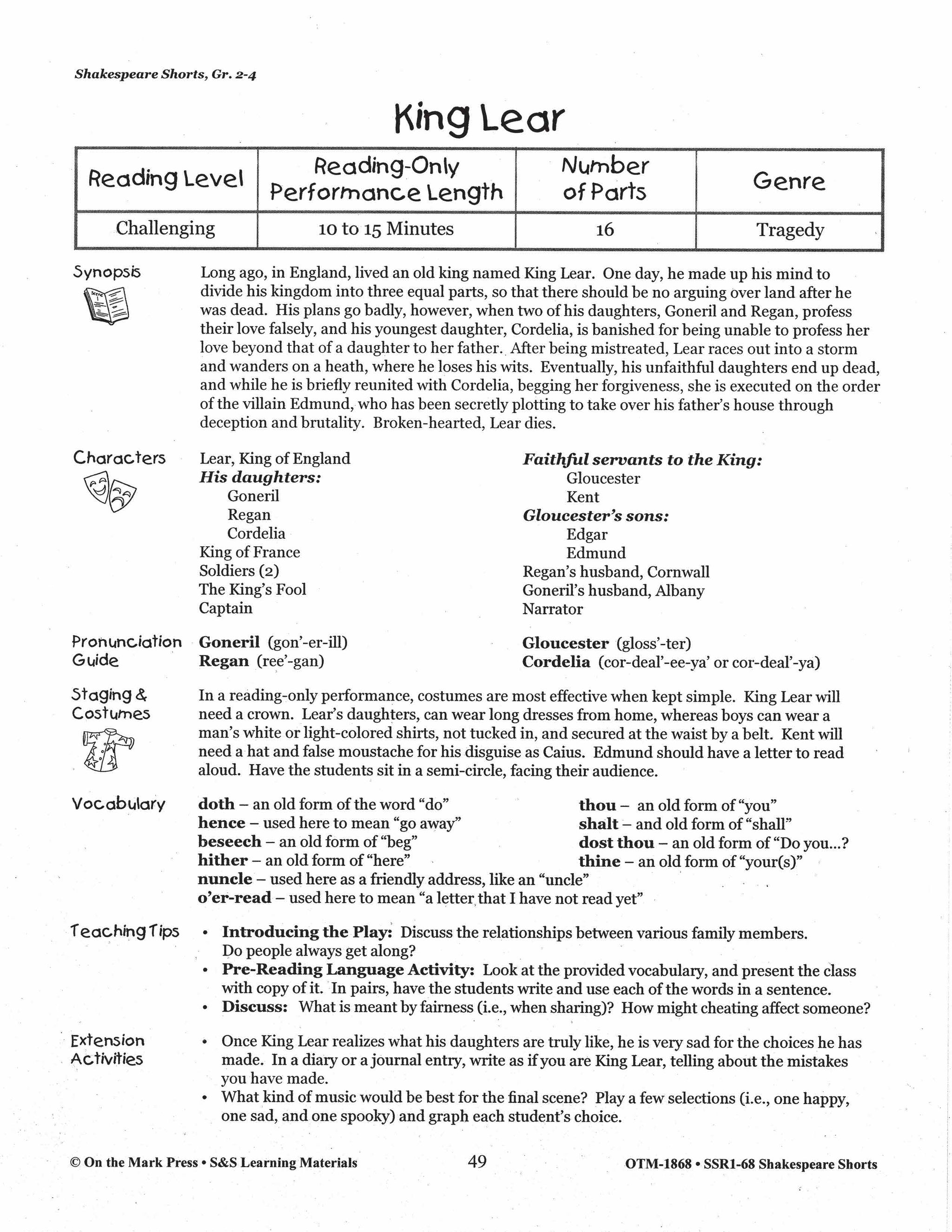 King Lear Readers' Theater Gr. 2-4
