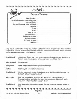 Richard II - Shakespeare Play - A Readers' Theater Script & Activities Gr. 4-6