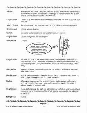 Richard II - Shakespeare Play - A Readers' Theater Script & Activities Gr. 4-6