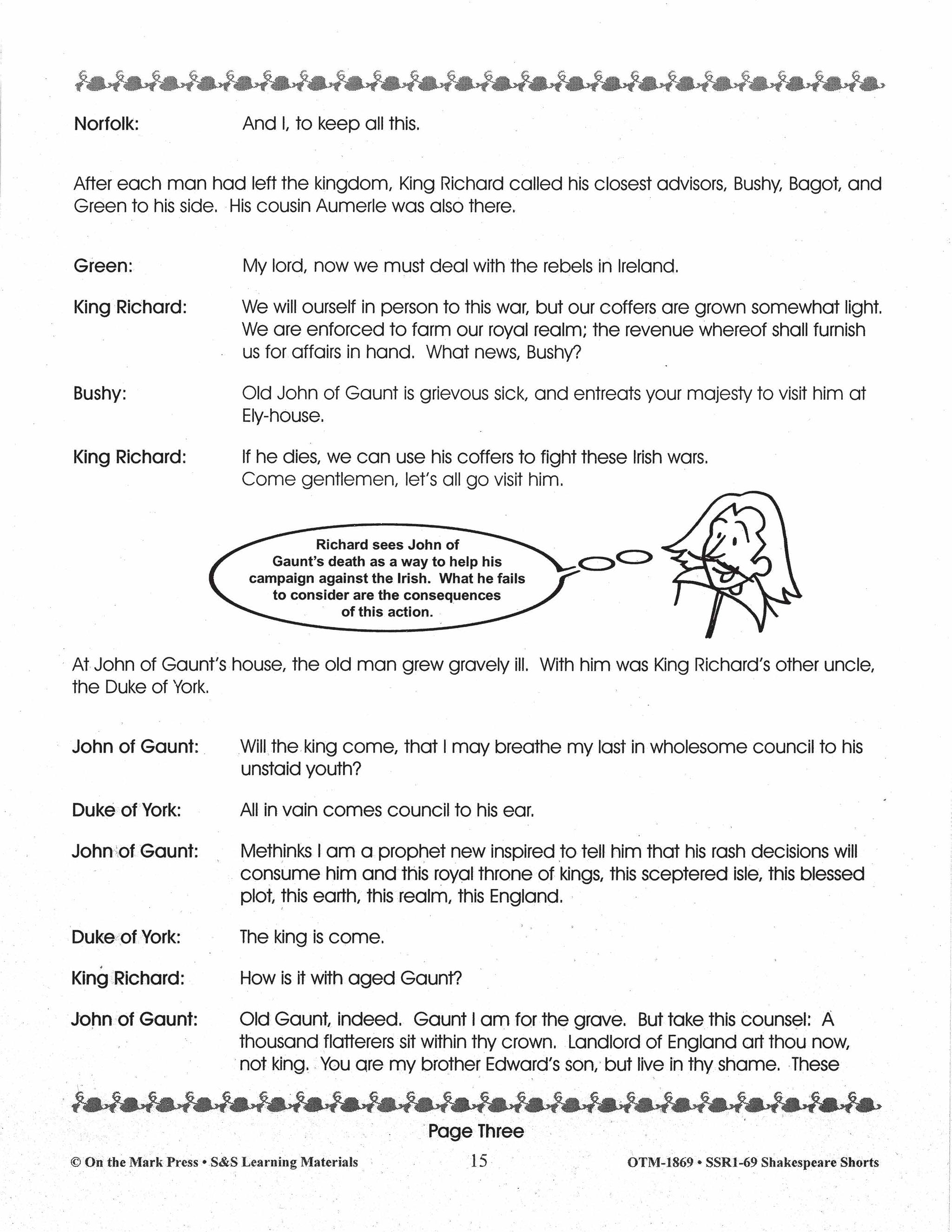 Richard II - Shakespeare Play - A Readers' Theater Script & Activities Gr. 4-6