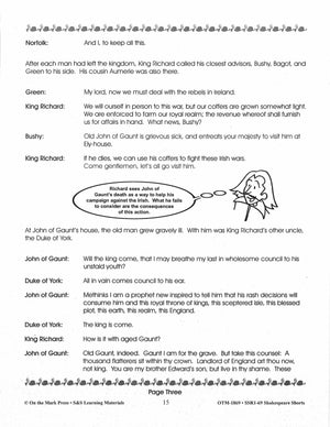 Richard II - Shakespeare Play - A Readers' Theater Script & Activities Gr. 4-6