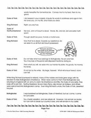 Richard II - Shakespeare Play - A Readers' Theater Script & Activities Gr. 4-6