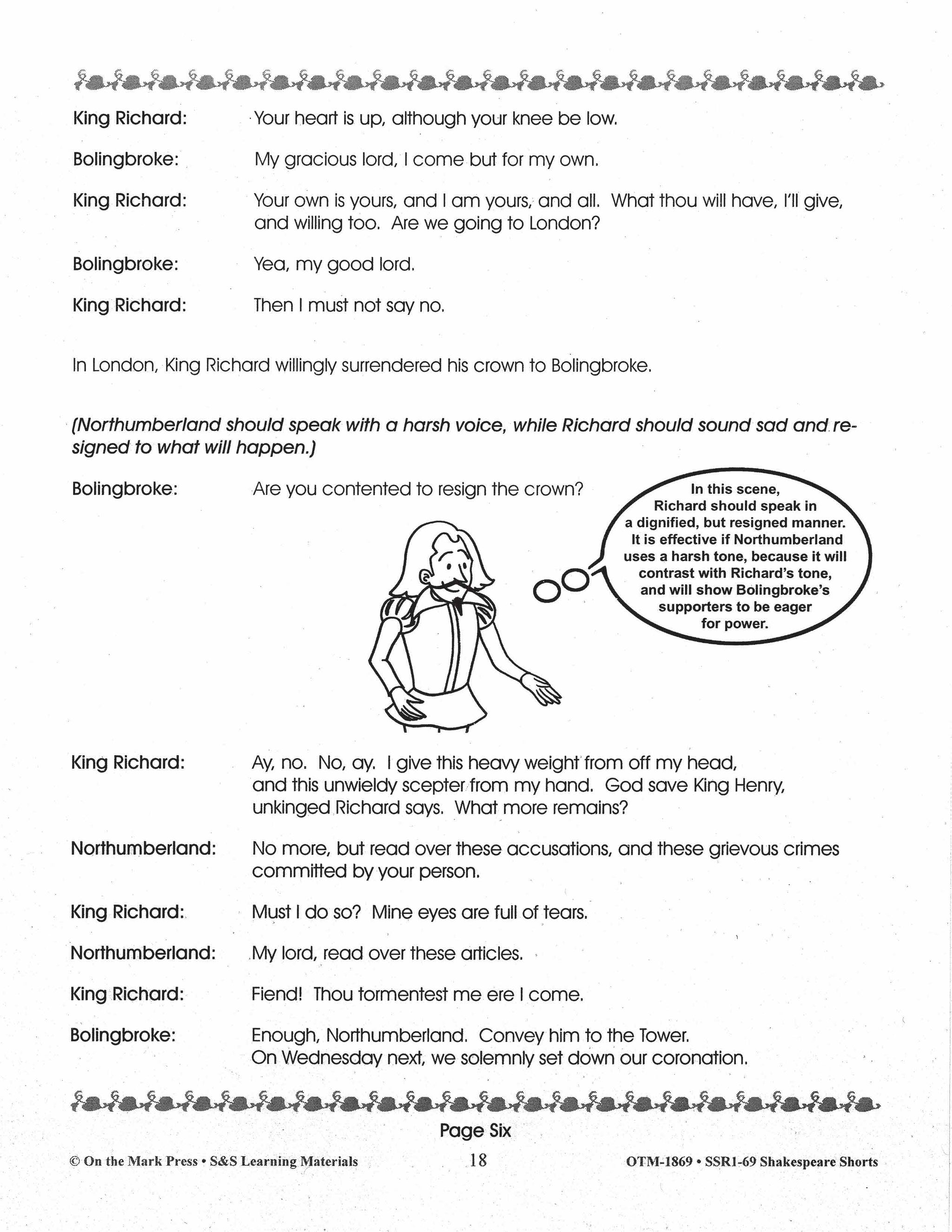 Richard II - Shakespeare Play - A Readers' Theater Script & Activities Gr. 4-6