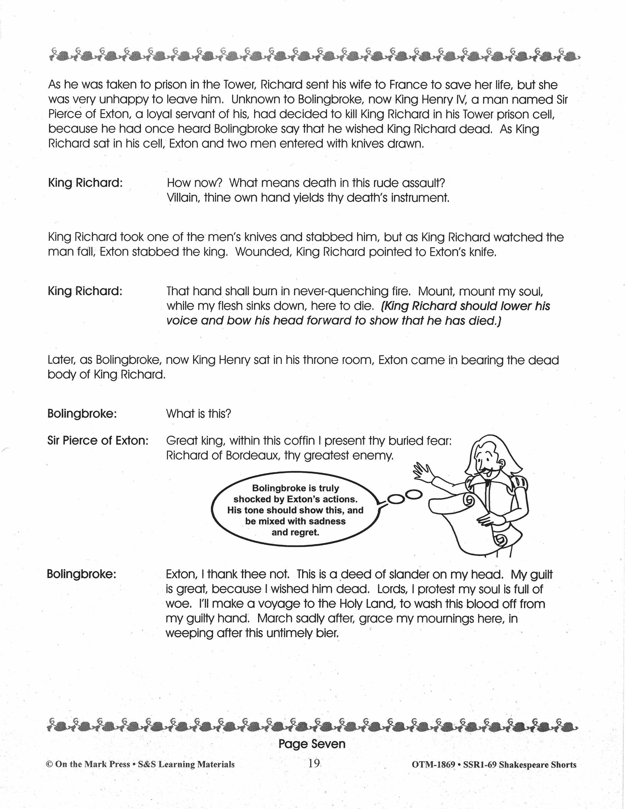 Richard II - Shakespeare Play - A Readers' Theater Script & Activities Gr. 4-6