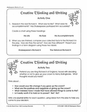 Richard II - Shakespeare Play - A Readers' Theater Script & Activities Gr. 4-6