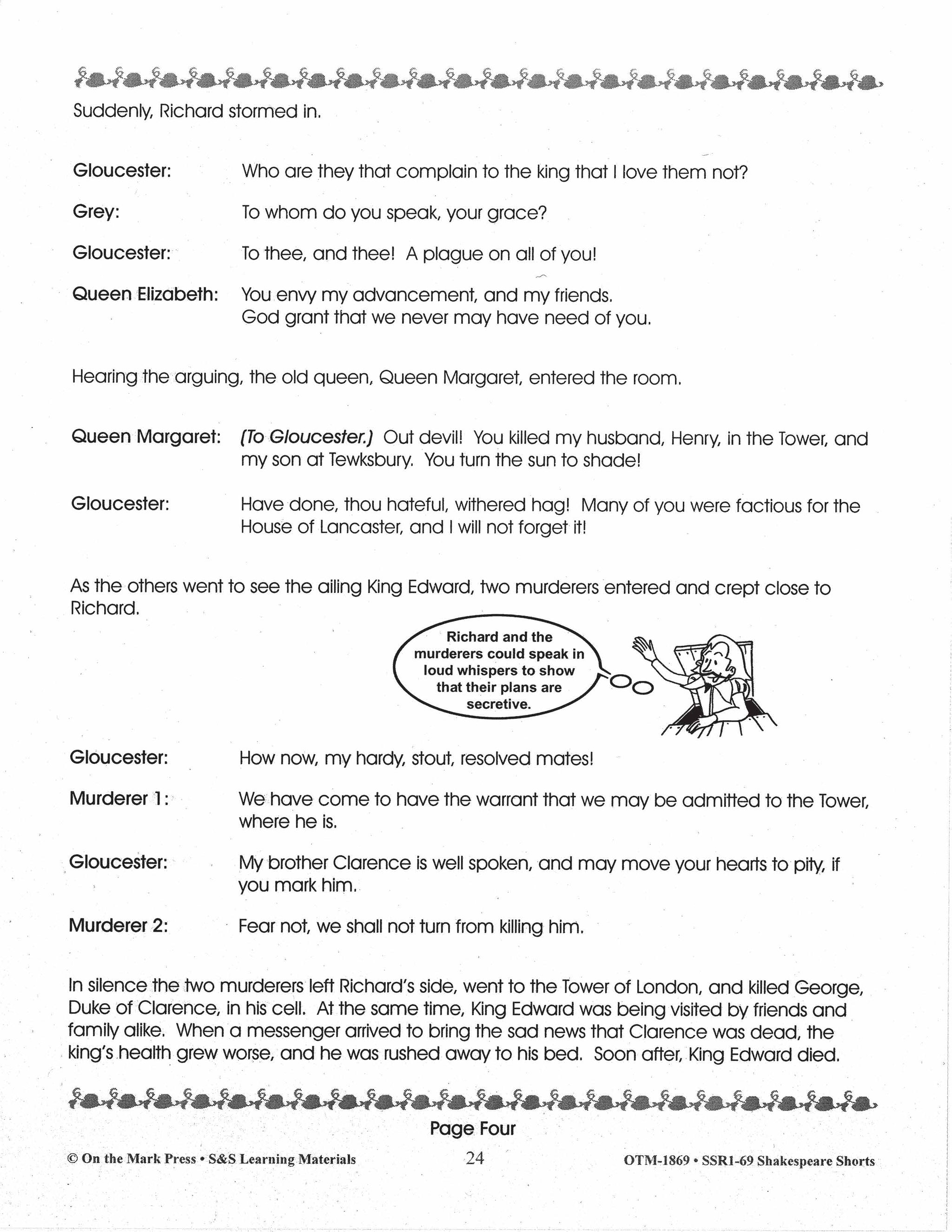 Richard III - Shakespeare Play - A Readers' Theater Script & Activities Gr. 4-6